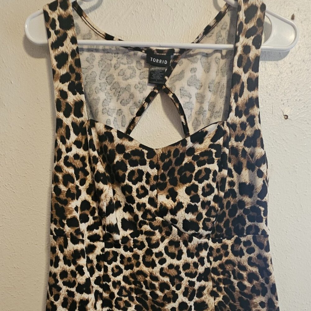 Torrid Leopard Print Sweetheart Neckline Sleeveless Peplum Plus Size 1X